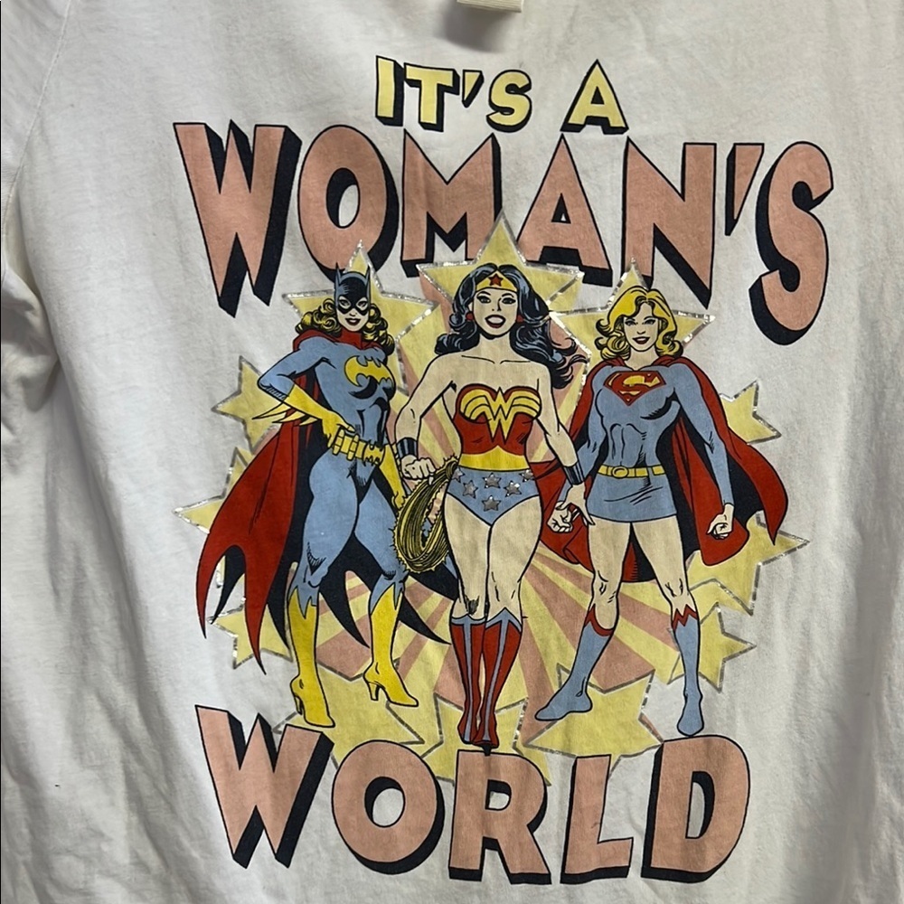 H&M White Graphic T-Shirt with Superheroes - Picture 4 of 5